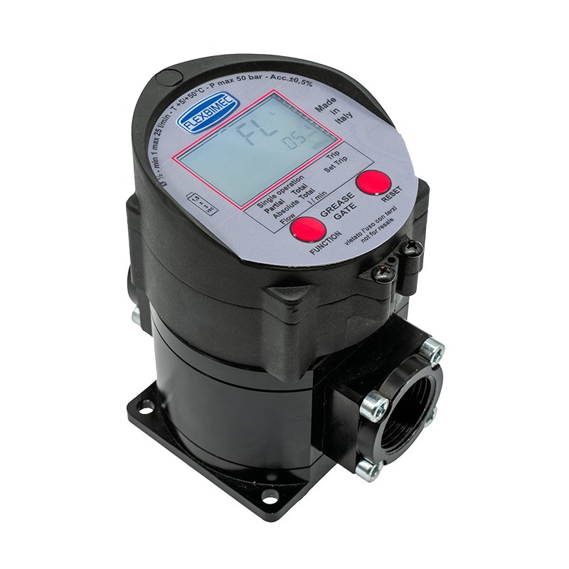 Electronic oval gears flow meter for grease, series "2TT - GREASE NEPTUNE 3/4" for measurement of high quantities, for use as inline meter…