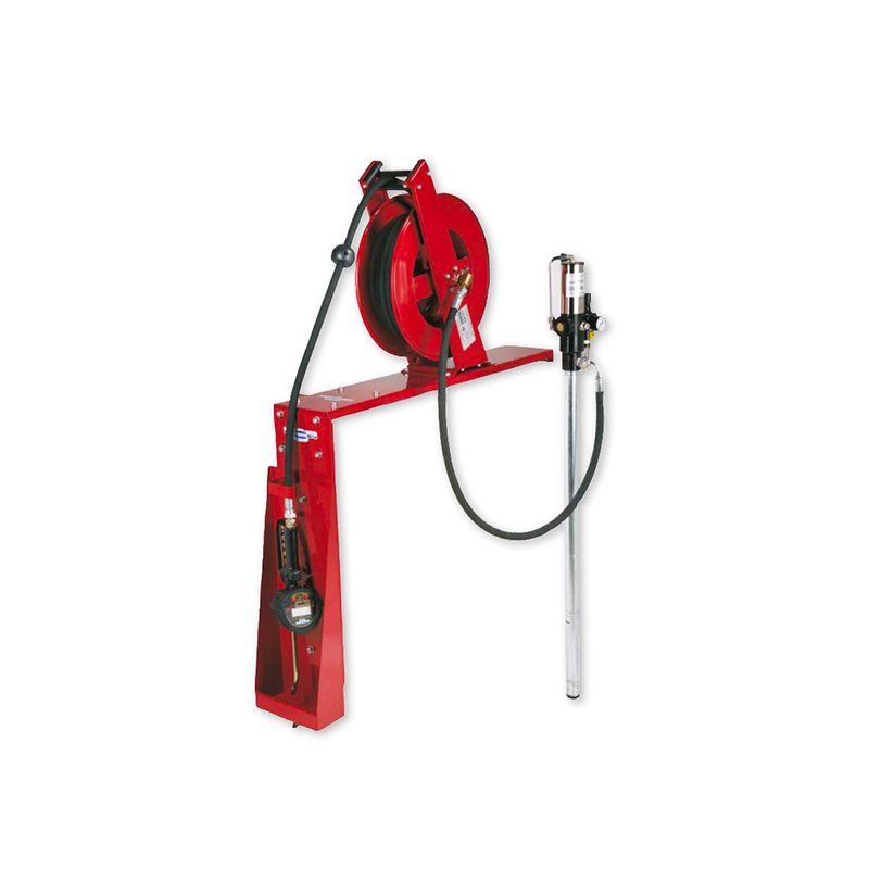 Pneumatic oil kit with bracket for 1000 l stocking tank with hose-reel and 15 m hose
