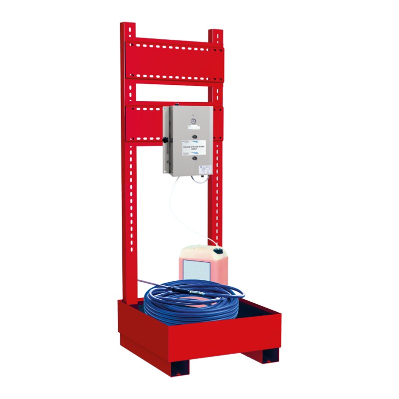 FOAMER SPRAYER HYDRA - Pneumatic foaming mixer nebulizer with stainless steel cabinet with 3326SC mounted on metal structure art. no. 8525