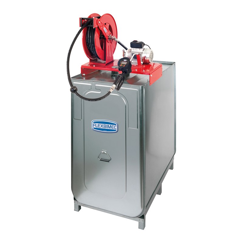 Electric oil dispensing kit, with 1000 l tank, hose reel and hose L. 15 m