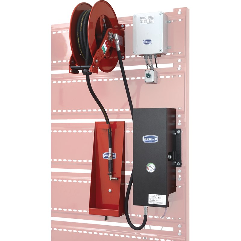 Unit art. no. 8304 with hose reel multi pos. guide with L. 10 m hose and gun holder with drip tray