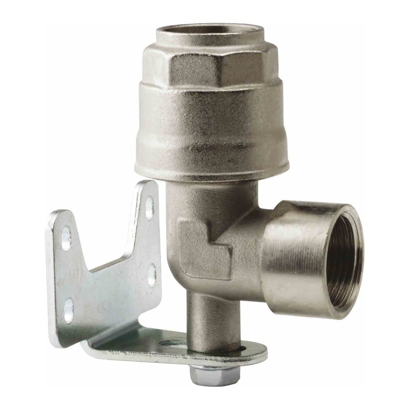 Elbow connector 90° with wall bracket for compressed air pipe - Ø 20 mm x 1/2" (F)